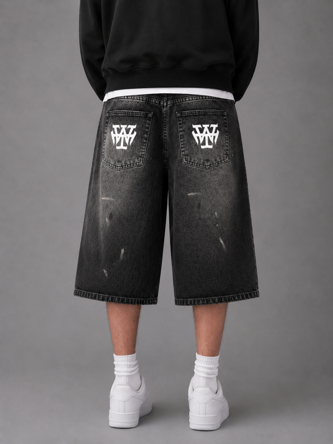 Yoru - Men’s Vintage Wash Wide Leg Denim Shorts