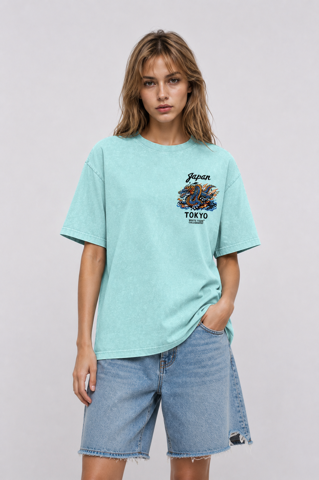 Tatsudoshi - Snow Washed Oversized Cotton T-Shirt