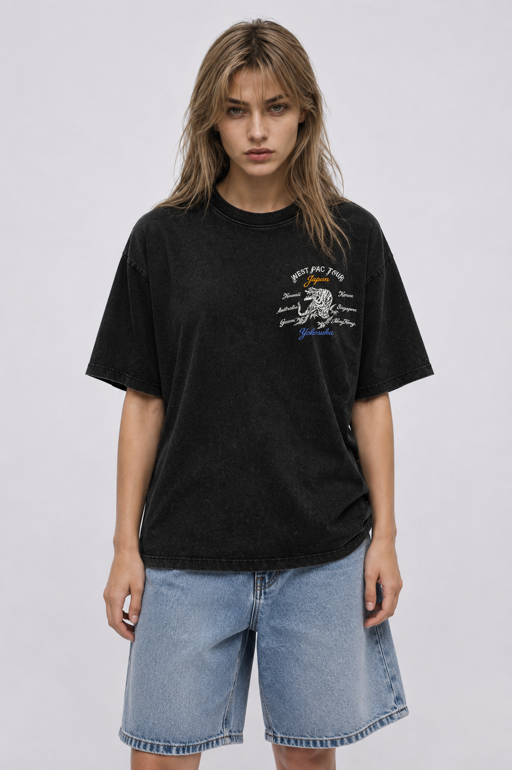 West Pacific Tour - Snow Washed Oversized Cotton T-Shirt