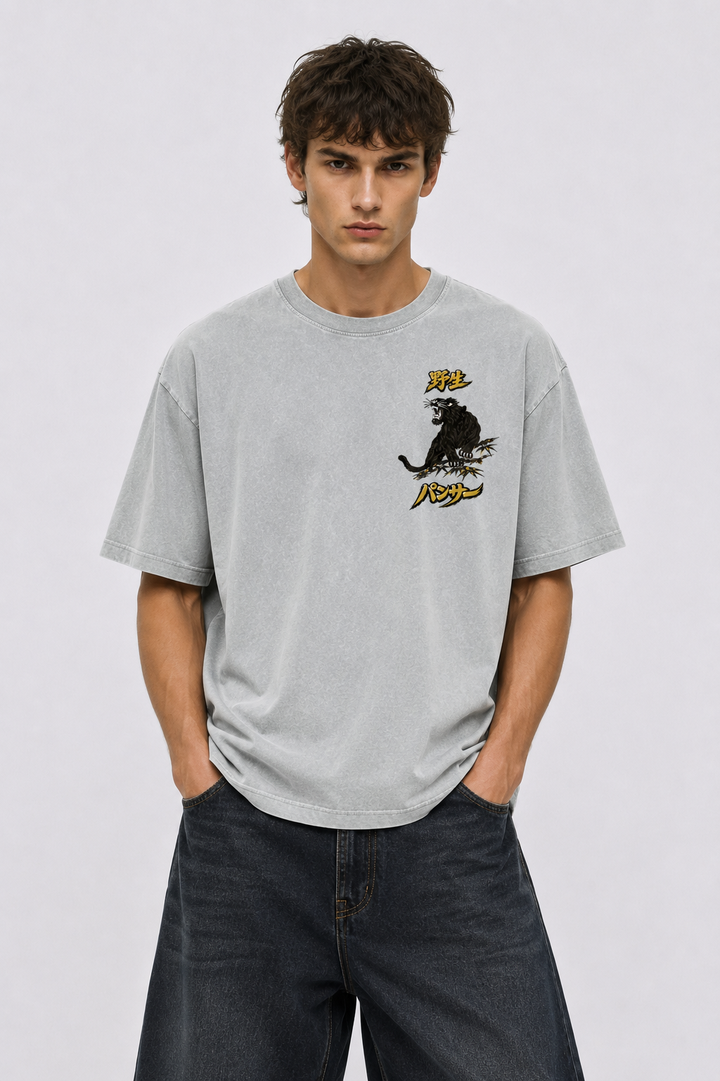 Pansā - Snow Washed Oversized Cotton T-Shirt