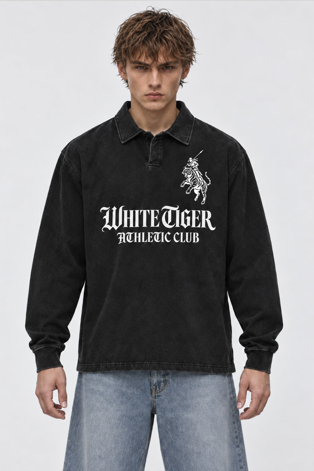 Athletic Club - Unisex Loose Long Sleeve Polo Shirt
