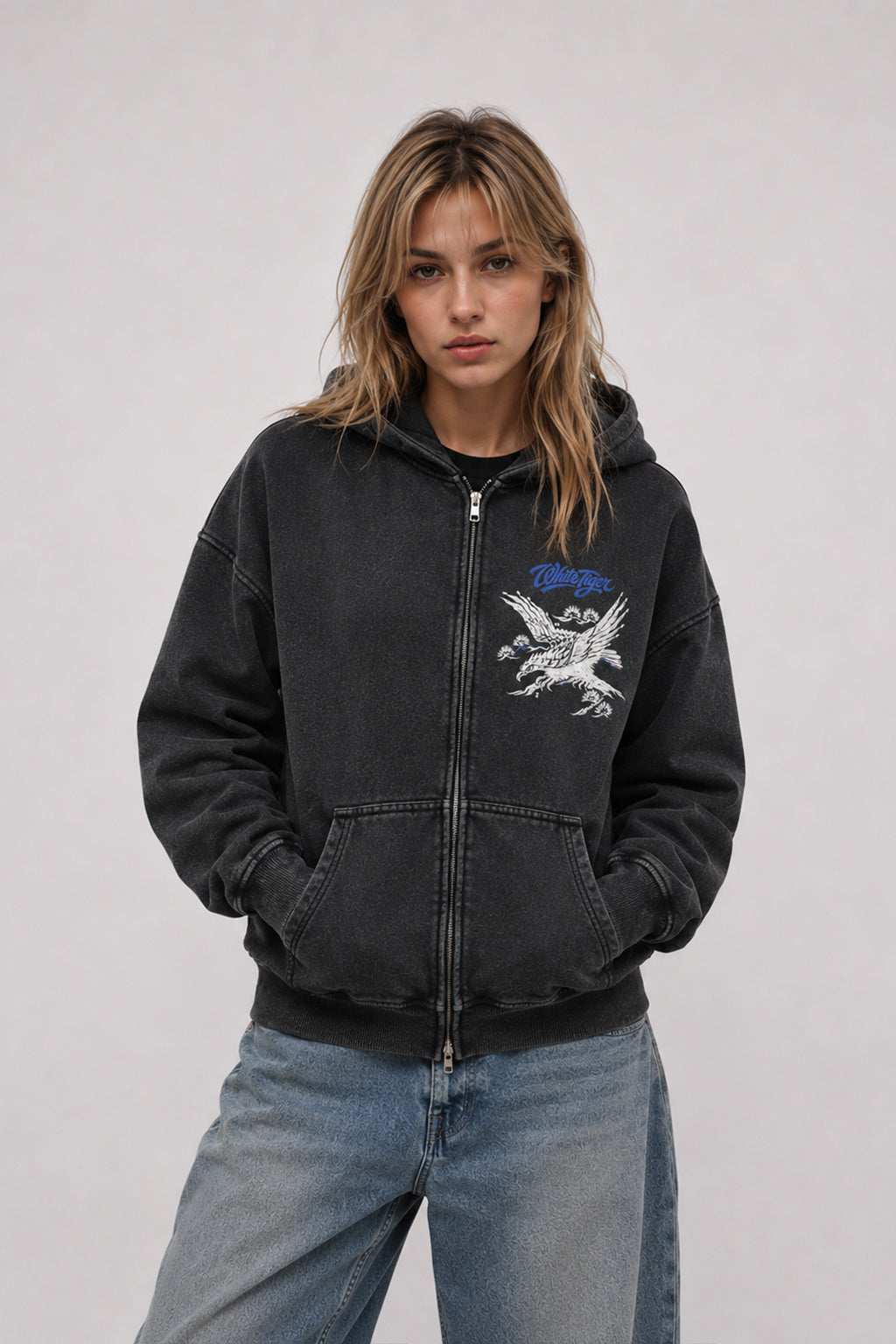 Yokosuka - Unisex Zip-Through Boxy Fleece Hoodie